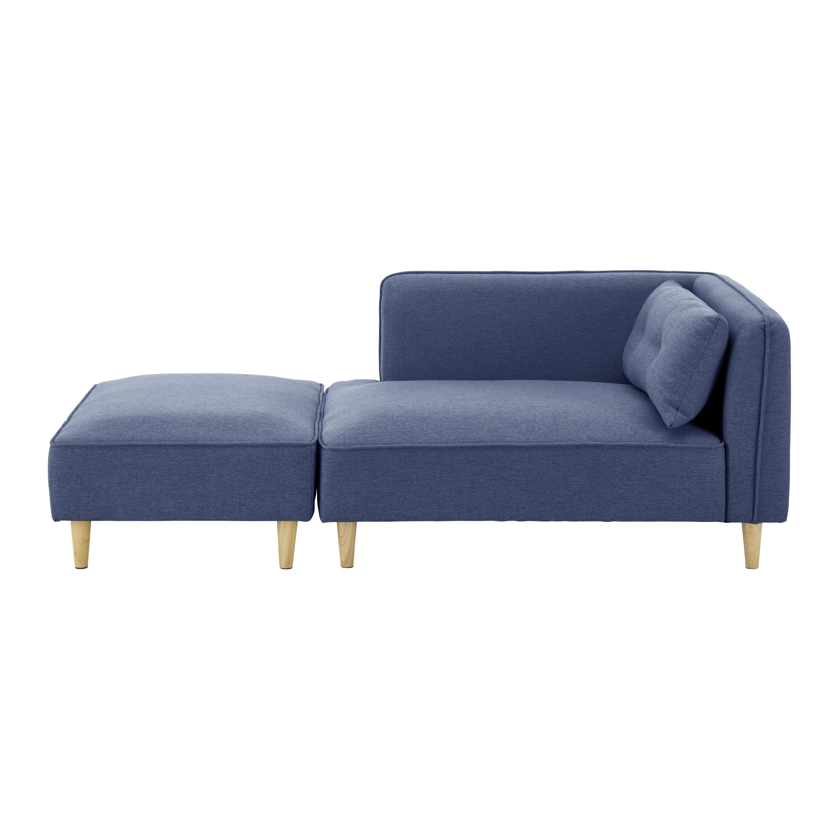 Modulares Sofa "Fanny" mit Hocker, blau - Blau/Naturfarben, MODERN, Holz/Textil (154/55/73cm) - Bessagi Home