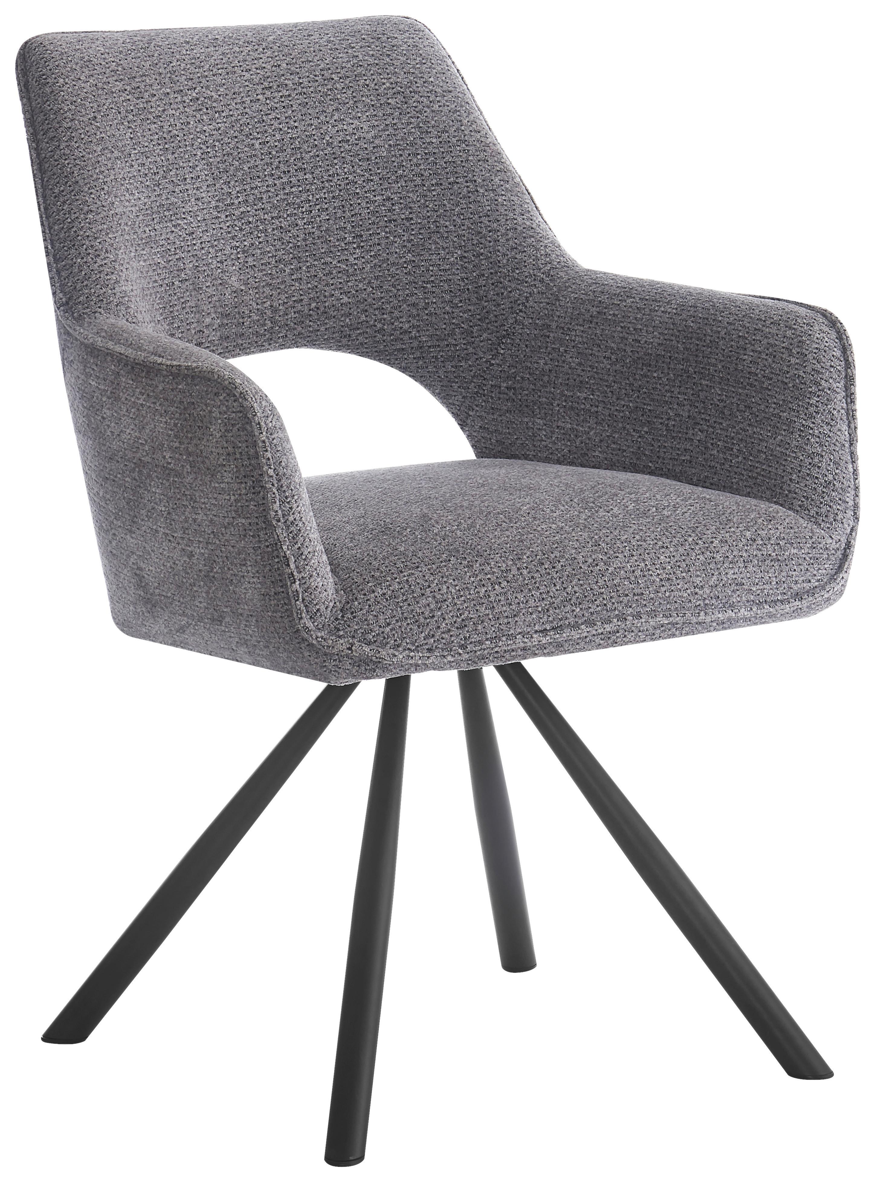 Naslanjač Frauke, Temno Siva, Vrtljiv - temno siva/črna, Moderno, kovina/tekstil (60/85/63cm)