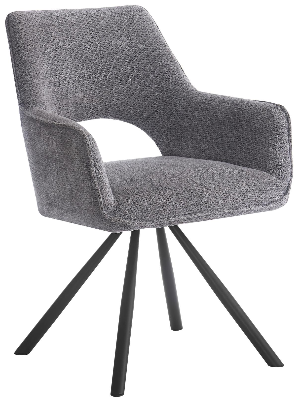 Naslanjač Frauke, Temno Siva, Vrtljiv - temno siva/črna, Moderno, kovina/tekstil (60/85/63cm)