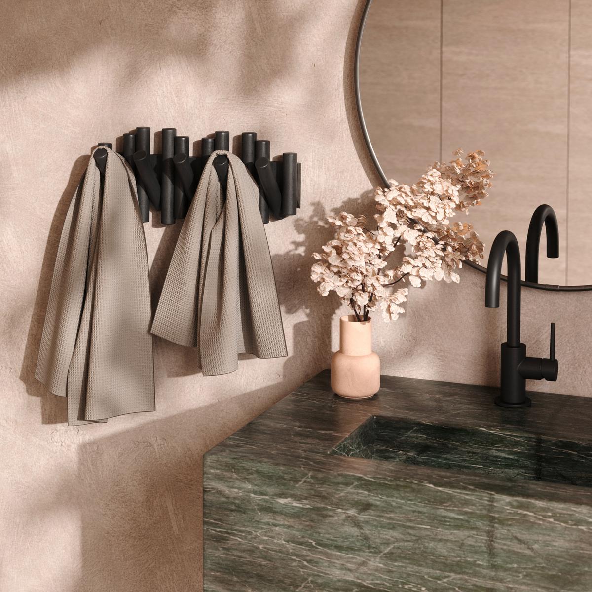 Cuier de perete cu cârlige HOLLY - negru, Modern, lemn (38/17/4cm) - Modern Living