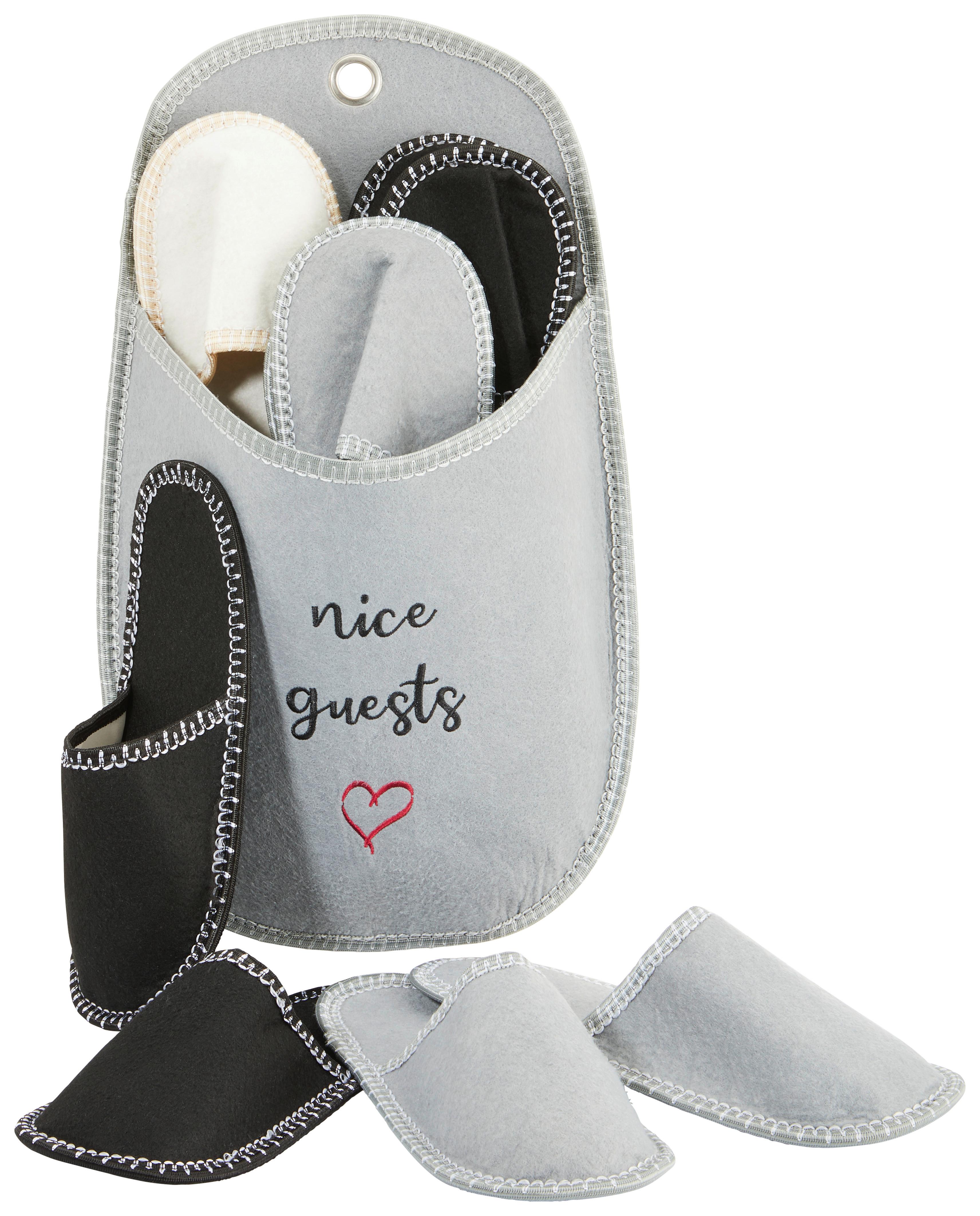 Vendégpapucs Szett Nice Guest 5 Pár - világosszürke/sötétszürke, Konventionell, textil (35-45null) - Premium Living
