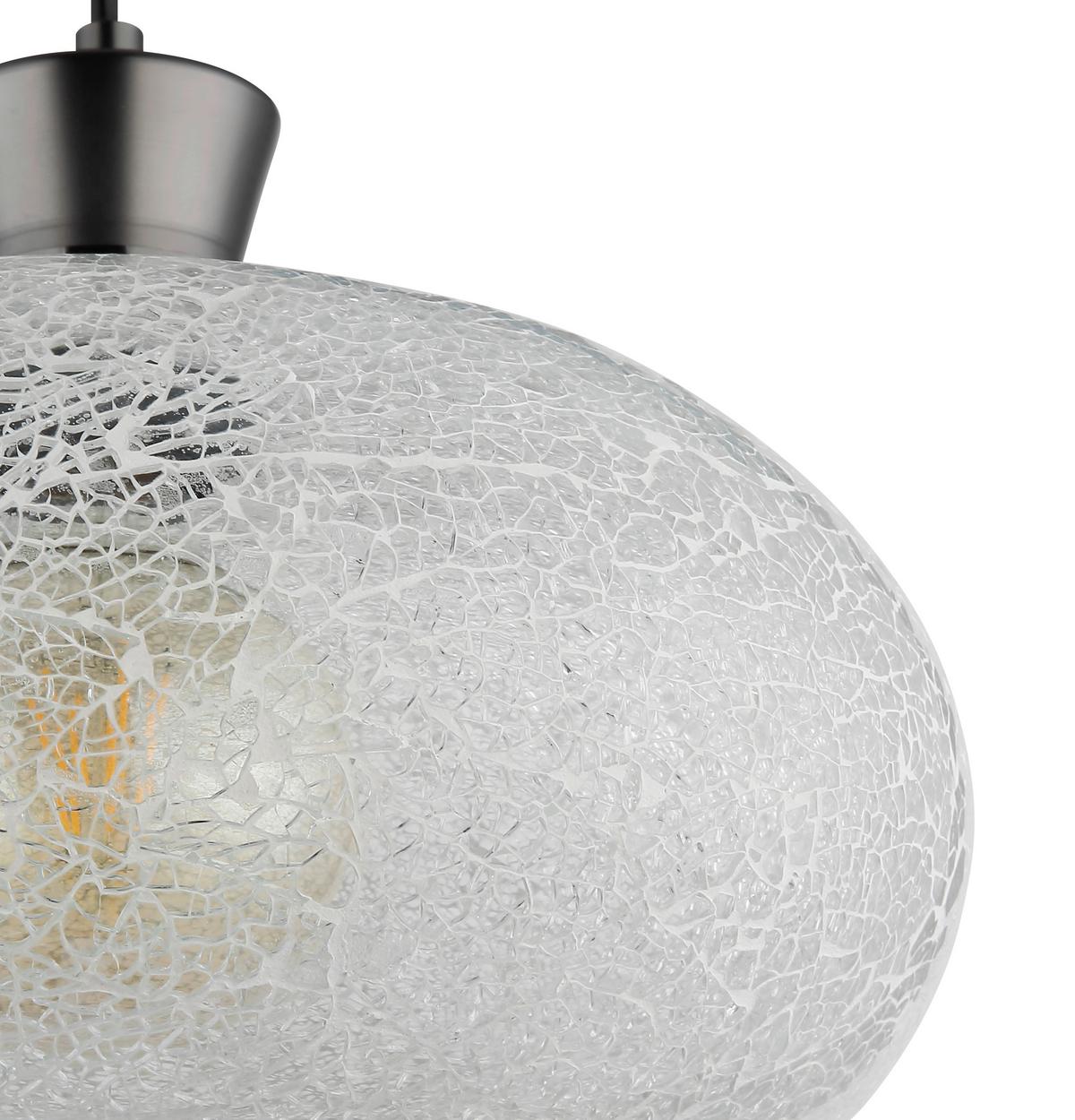 Viseća Svjetiljka Brokana - crni krom/prozirno, Design, staklo/metal (30/120cm) - Globo