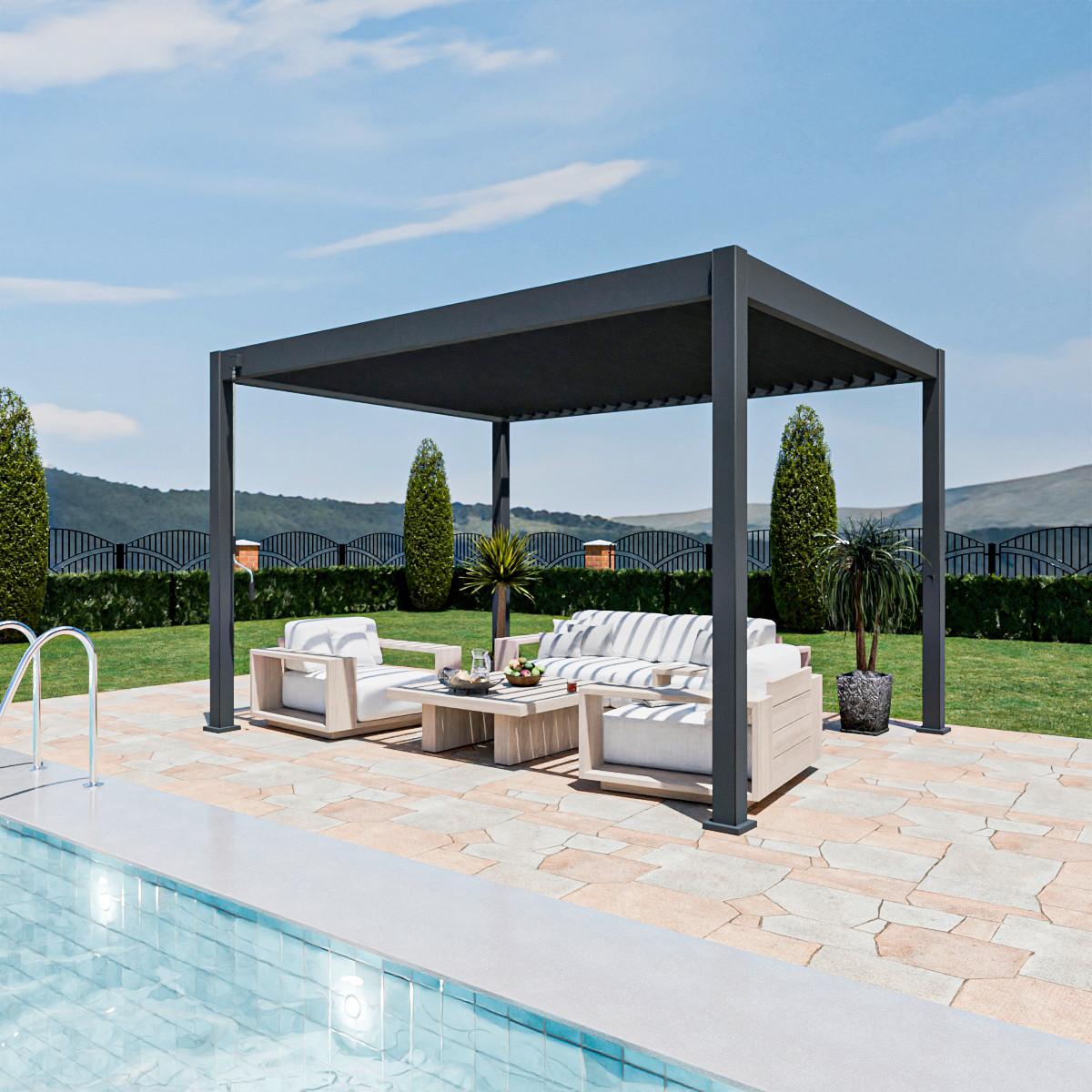 Pergola Superior, Antracit, 3x4m - barve grafita, Basics, kovina (300/255/400cm) - Gardenson