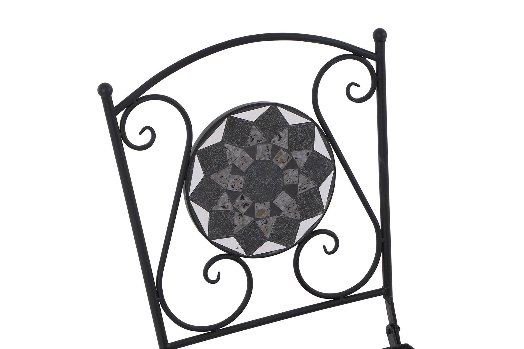 Gartenklappstuhl Mosaik ca. 39x88,5x49,5 cm Schwarz - Schwarz, KONVENTIONELL, Keramik/Metall (39/88,5/49,5cm) - Siena Garden
