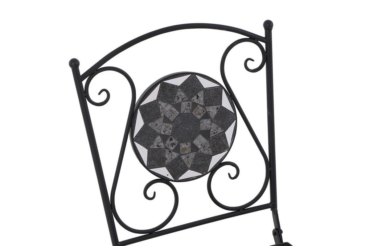 Gartenklappstuhl Mosaik ca. 39x88,5x49,5 cm Schwarz - Schwarz, KONVENTIONELL, Keramik/Metall (39/88,5/49,5cm) - Siena Garden