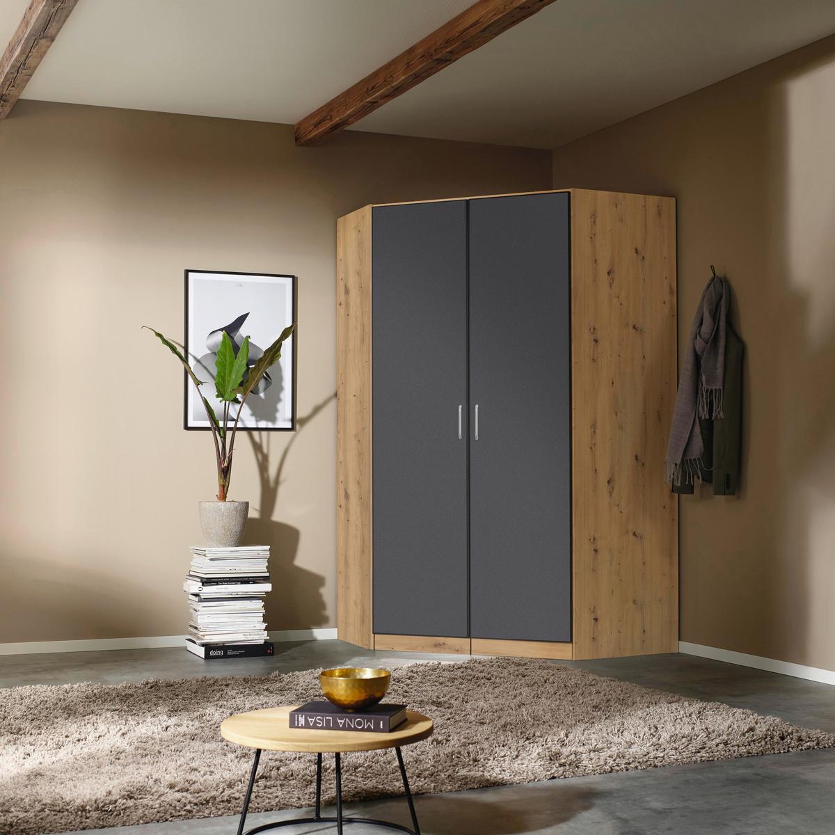 DULAP PE COLT AALEN - stejar Artisan/gri, material pe bază de lemn (117/197/104cm) - Modern Living