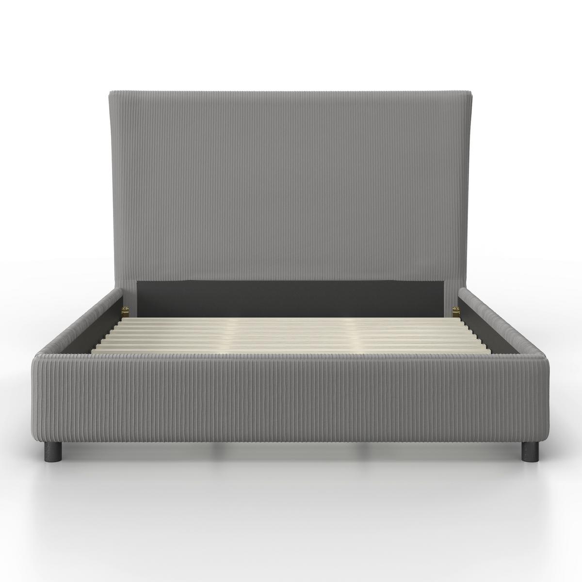 Polsterbett Marie ca. 180x200 cm Grau - Hellbraun/Dunkelbraun, MODERN, Holz/Textil (180/200cm) - Bessagi Home