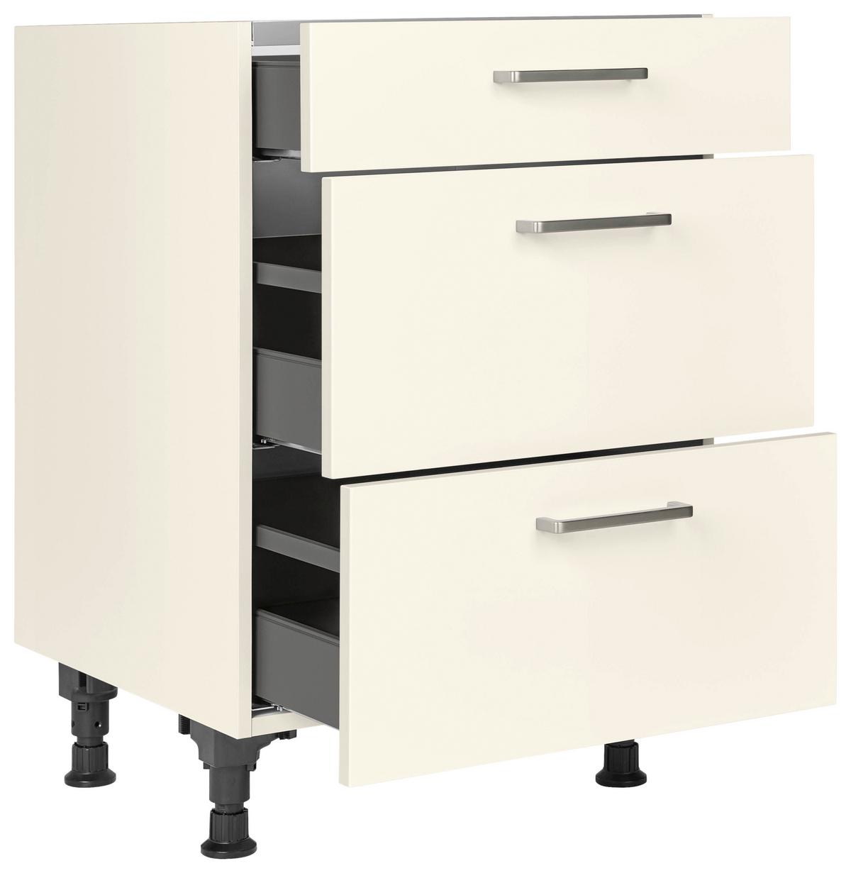 Kochfeldumbauschrank Touch Magnolie - Edelstahlfarben/Magnolie, MODERN, Holzwerkstoff/Metall (60/87/56cm) - Nobilia
