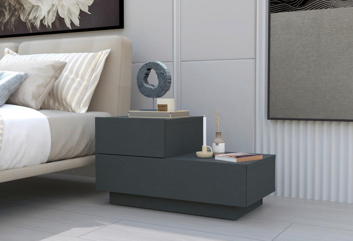 NACHTTISCH KAYRA NACHTTISCH - Anthrazit, Design, Holzwerkstoff (70/39/30cm) - Livetastic