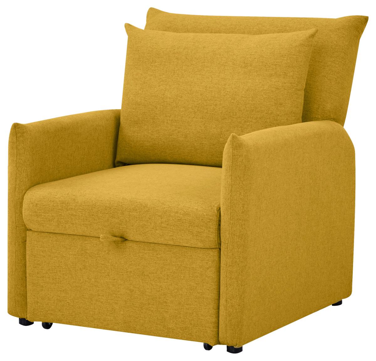 Fotelja Na Razvlačenje Celine - tamno žuta/crna, Moderno, drvo/tekstil (84/97/102cm) - Mömax