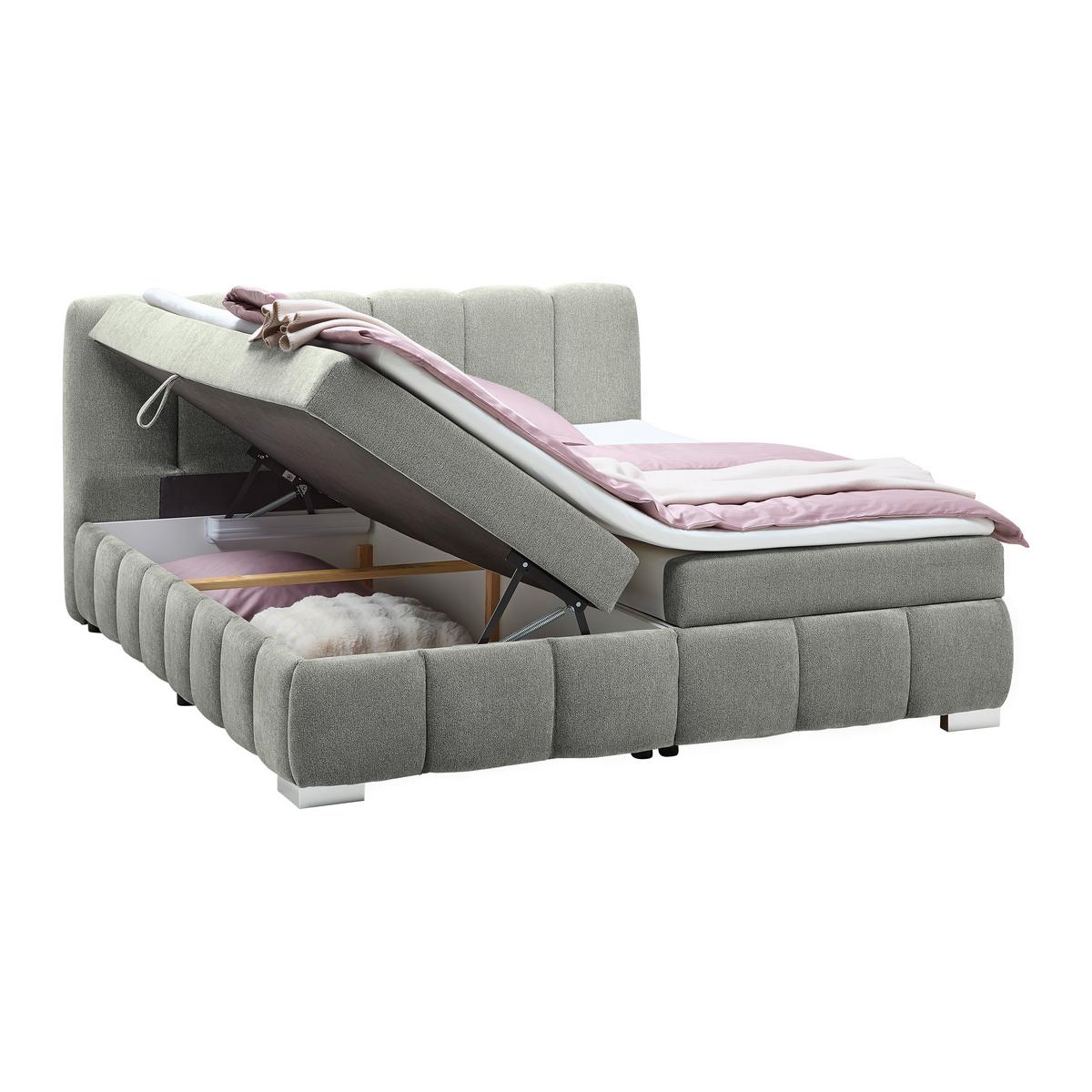 Boxbett Elaris Dunkelgrau ca. 140x200cm - Chromfarben/Dunkelgrau, KONVENTIONELL, Kunststoff/Textil (140/200cm) - Mömax
