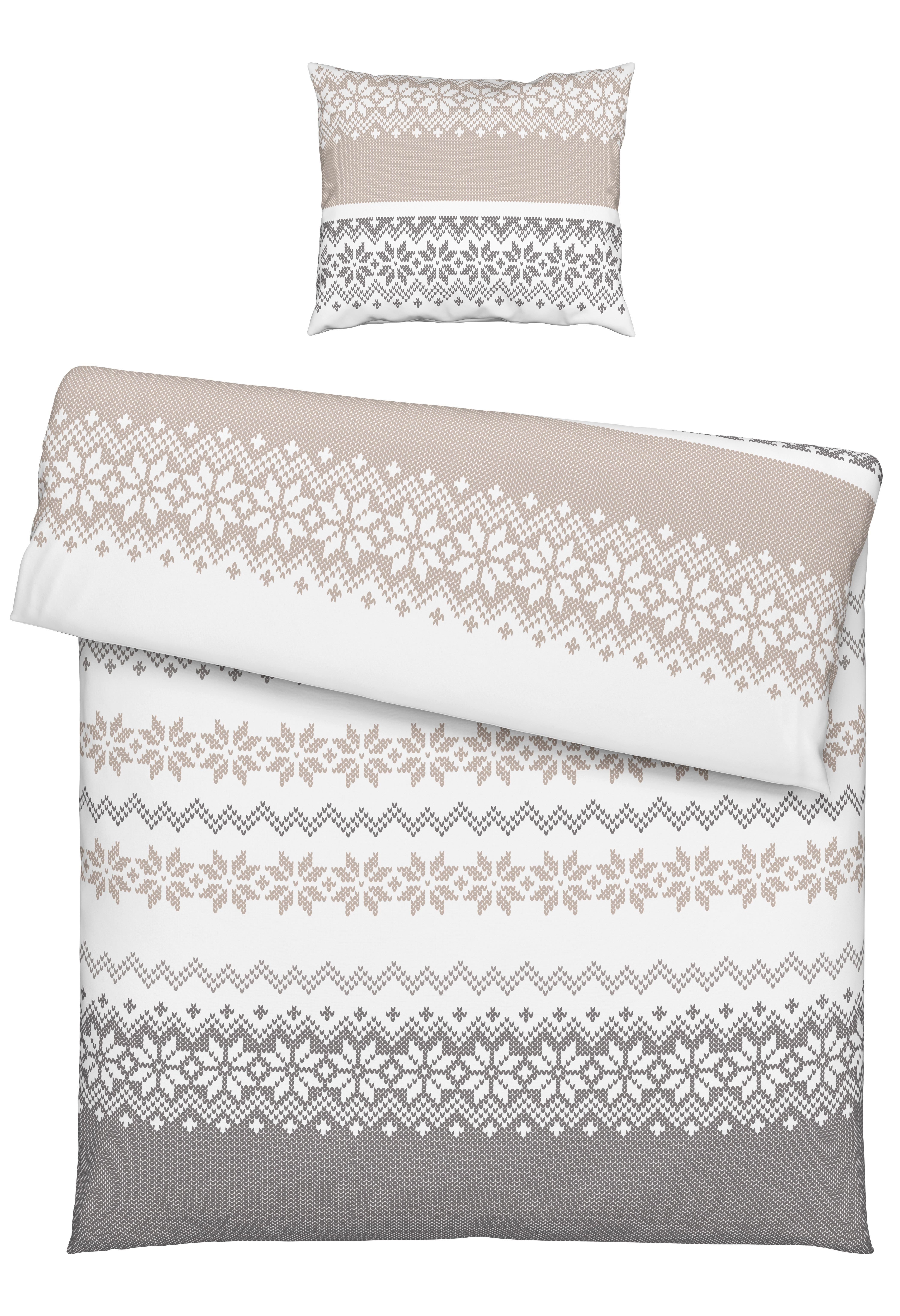BETTWÄSCHESET BELLA - Weiss/Beige, Textil (160/210cm) - Modern Living