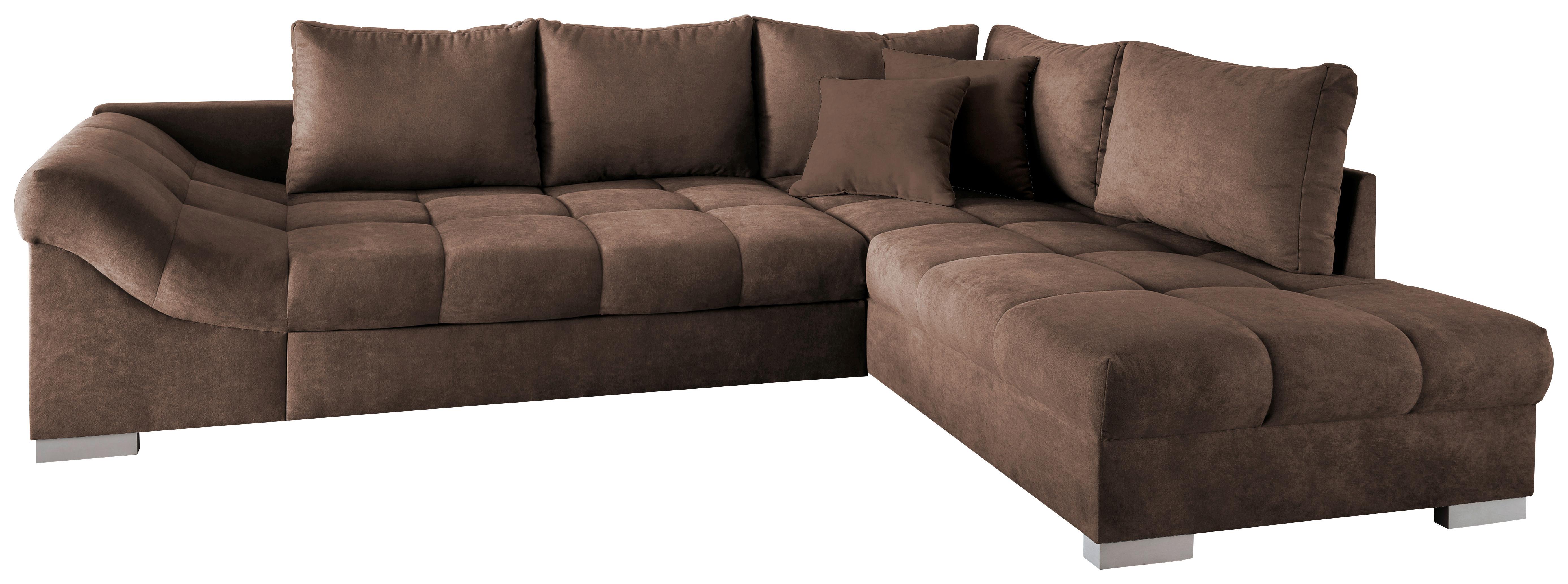 Wohnlandschaft Alvito Braun Nylon/Mikrofaser - Silberfarben/Braun, Design, Holz/Textil (298/202cm) - MID.YOU