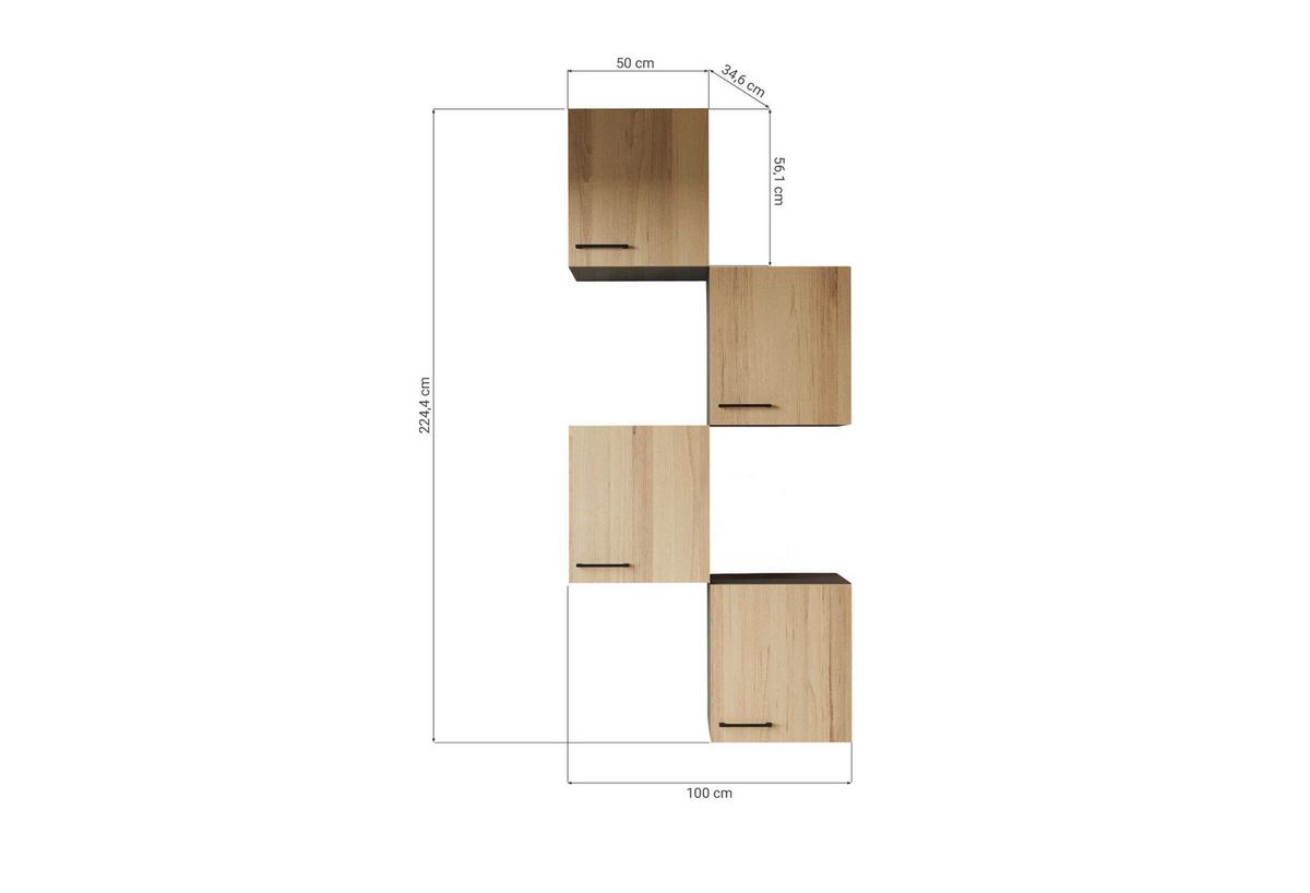 Küchenoberschrank Oliver Eiche/Grau - Schwarz/Eiche Artisan, Trend, Holzwerkstoff/Metall (50/56,1/34,6cm) - Respekta