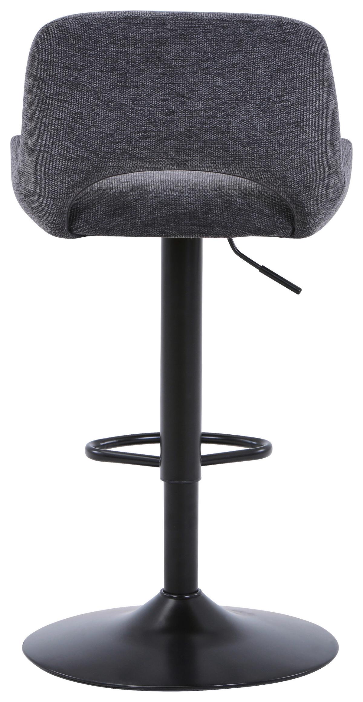 STOŁEK BAROWY CHOW - czarny/szary, Design, metal/tkanina (49/86.5-108.5/53cm) - Novel