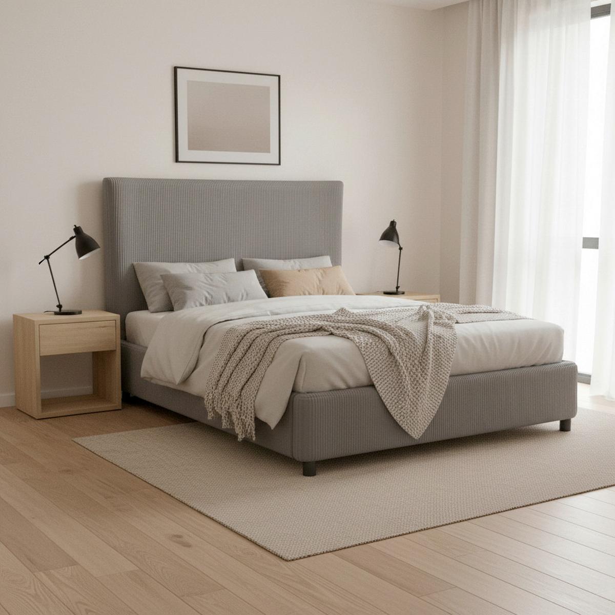 Kárpitozott Ágy Marie - világosbarna/szürke, Modern, textil/fa (180/200cm) - Bessagi Home