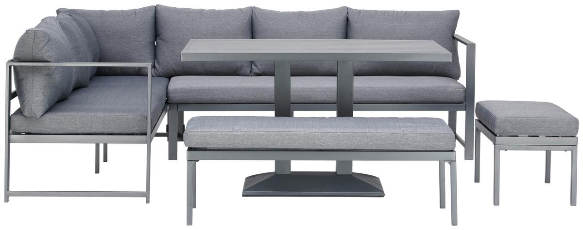 Loungegarnitur-Set Walter Anthrazit - Anthrazit/Grau, MODERN, Textil/Metall (244/192/67cm) - Mömax