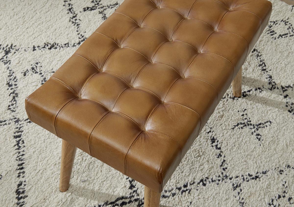 Tabure Hocker - rjava, Natur, les/usnje (67/47/39cm) - MID.YOU