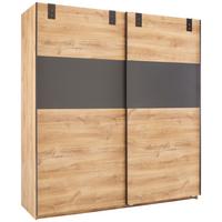 Schwebetürenschrank in Eichefarben - Eichefarben/Graphitfarben, Konventionell, Holzwerkstoff/Metall (180/198/64cm) - Mömax