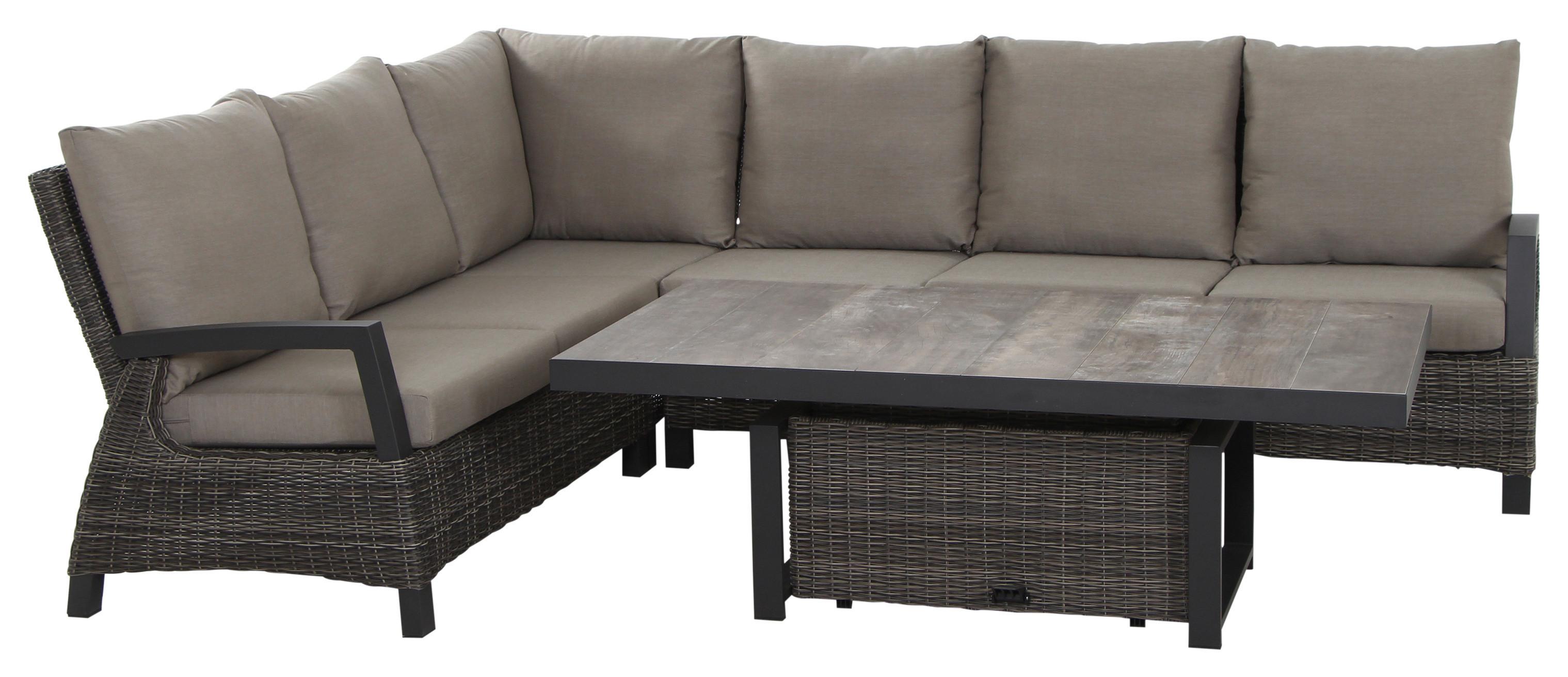 Loungegarnitur Corido Grau - Grau, Basics, Keramik/Kunststoff (83/103/160cm) - Siena Garden