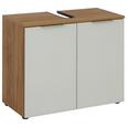 Waschbeckenunterschrank in Weiß/Eichefarben - Eichefarben/Alufarben, MODERN, Glas/Holzwerkstoff (70/58/34cm) Waschbeckenunterschrank in Weiß/Eichefarben - Eichefarben/Alufarben, MODERN, Glas/Holzwerkstoff (70/58/34cm)