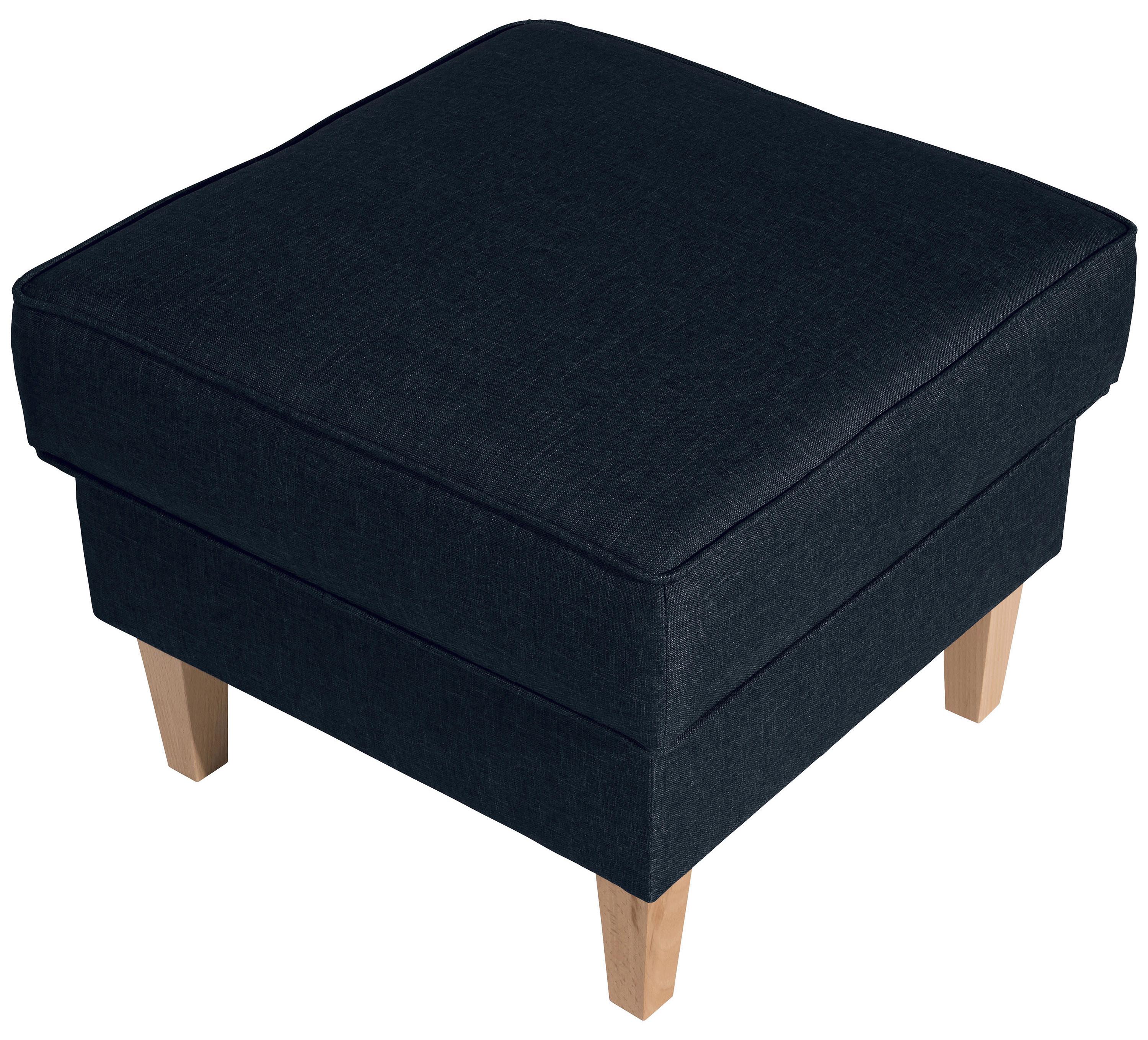 Hocker Lorris Dunkelblau Flachgewebe - Buchefarben/Dunkelblau, Design, Holz/Textil (53/45/53cm) - Max Winzer