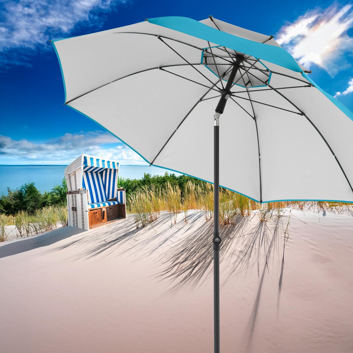 Sonnenschirm GS Windprofi Neo 200 Hellblau/Anthrazit - Anthrazit/Hellblau, KONVENTIONELL, Textil/Metall (200/238cm) - Doppler