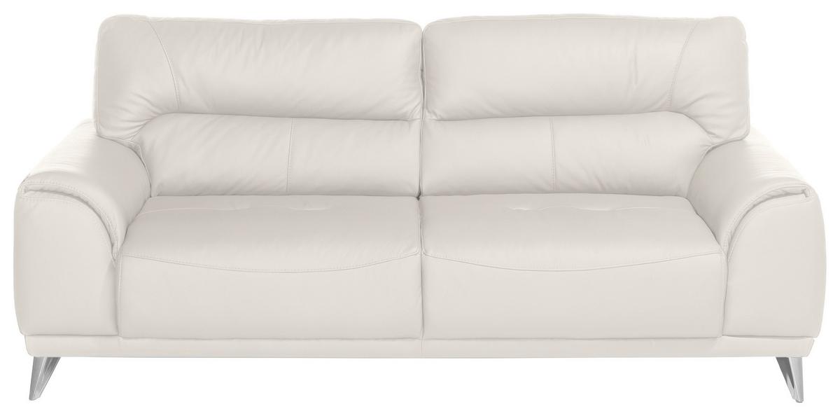 Dreisitzer-Sofa "Frisco" , weiß - Chromfarben/Weiß, MODERN, Textil/Metall (210/92/96cm) - MID.YOU