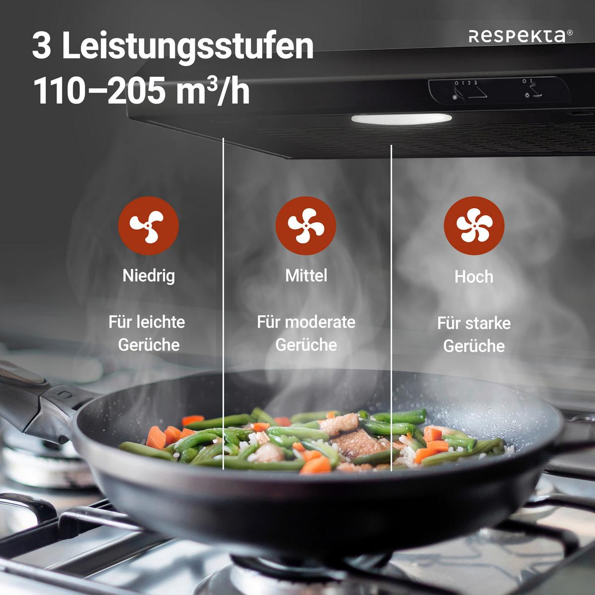 Dunstabzugshaube Suna ca. 60/7,6/47 cm Schwarz - Schwarz, Trend, Metall (60/7,6/47cm) - Respekta
