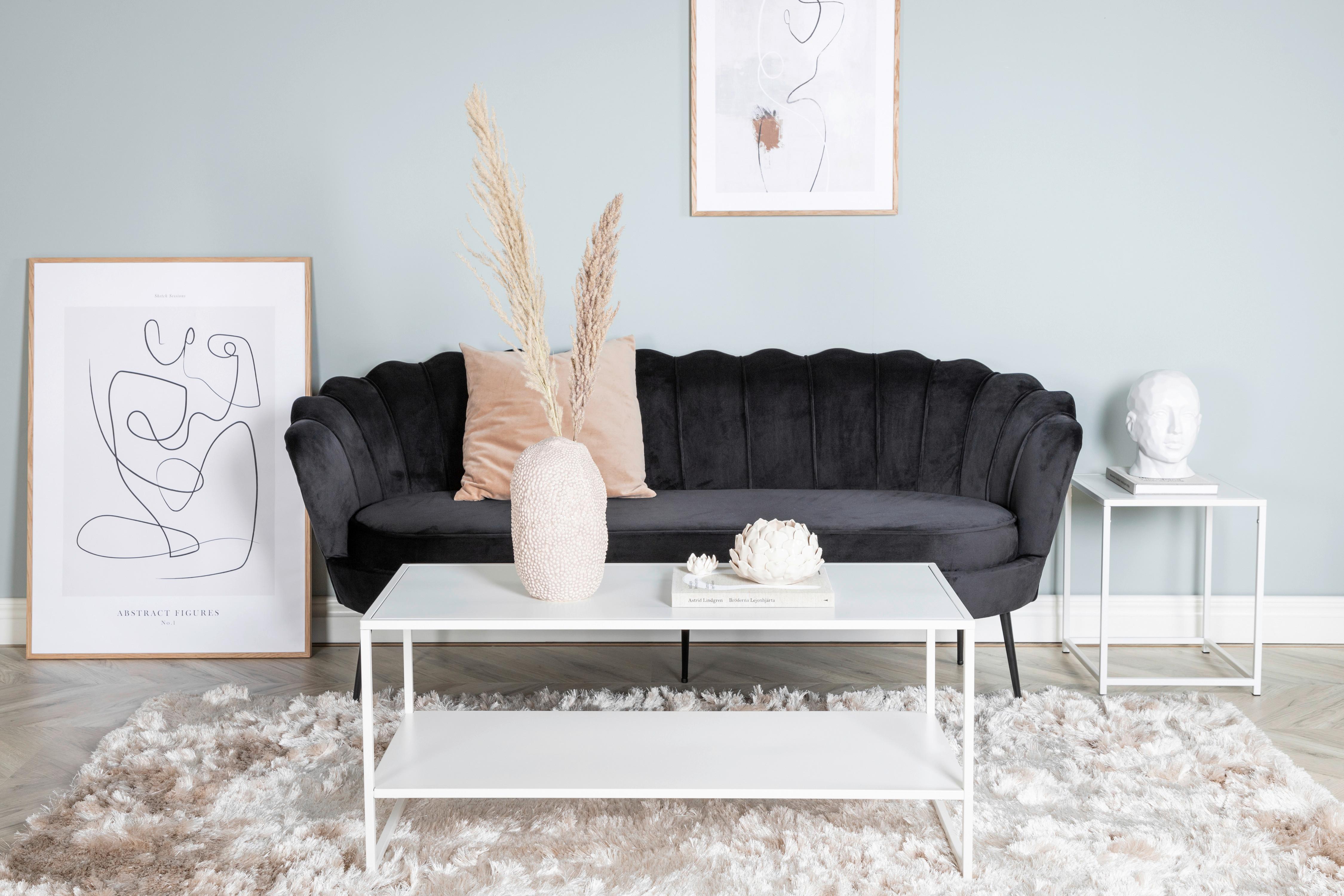 Sofa Calais ca. 180 cm Schwarz Samt - Schwarz, Design, Textil/Metall (180/78.5/78cm) - Livetastic