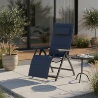 Garten-Relaxsessel klappbar Premium Aluminium - Anthrazit/Dunkelblau, KONVENTIONELL, Textil/Metall (69/124/84cm) - Siena Garden