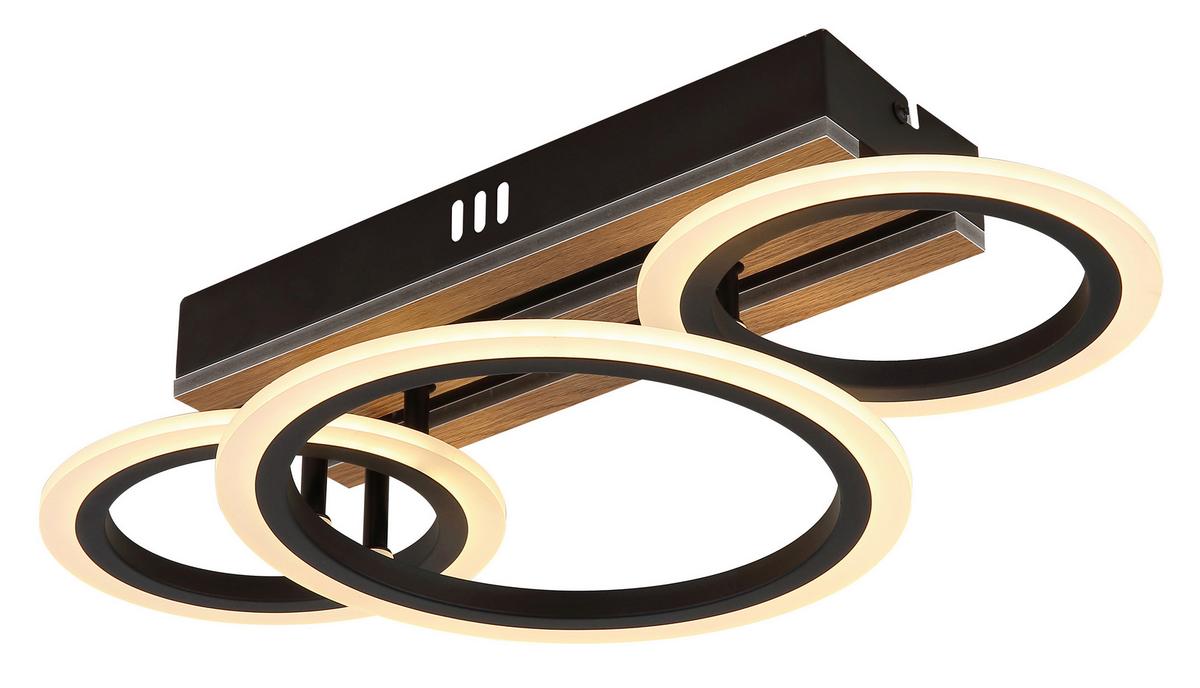 Led Stropna Svjetiljka Blevins - bijela/tamno smeđa, Natur, drvni materijal/metal (46/25/11,5cm) - Globo