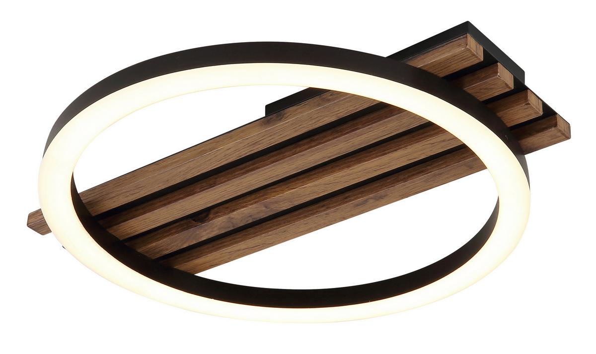 LED-DECKENLEUCHTE 67353D1 TISHA - Weiss/Dunkelbraun, Natur, Holzwerkstoff/Kunststoff (34/30/6cm) - Globo