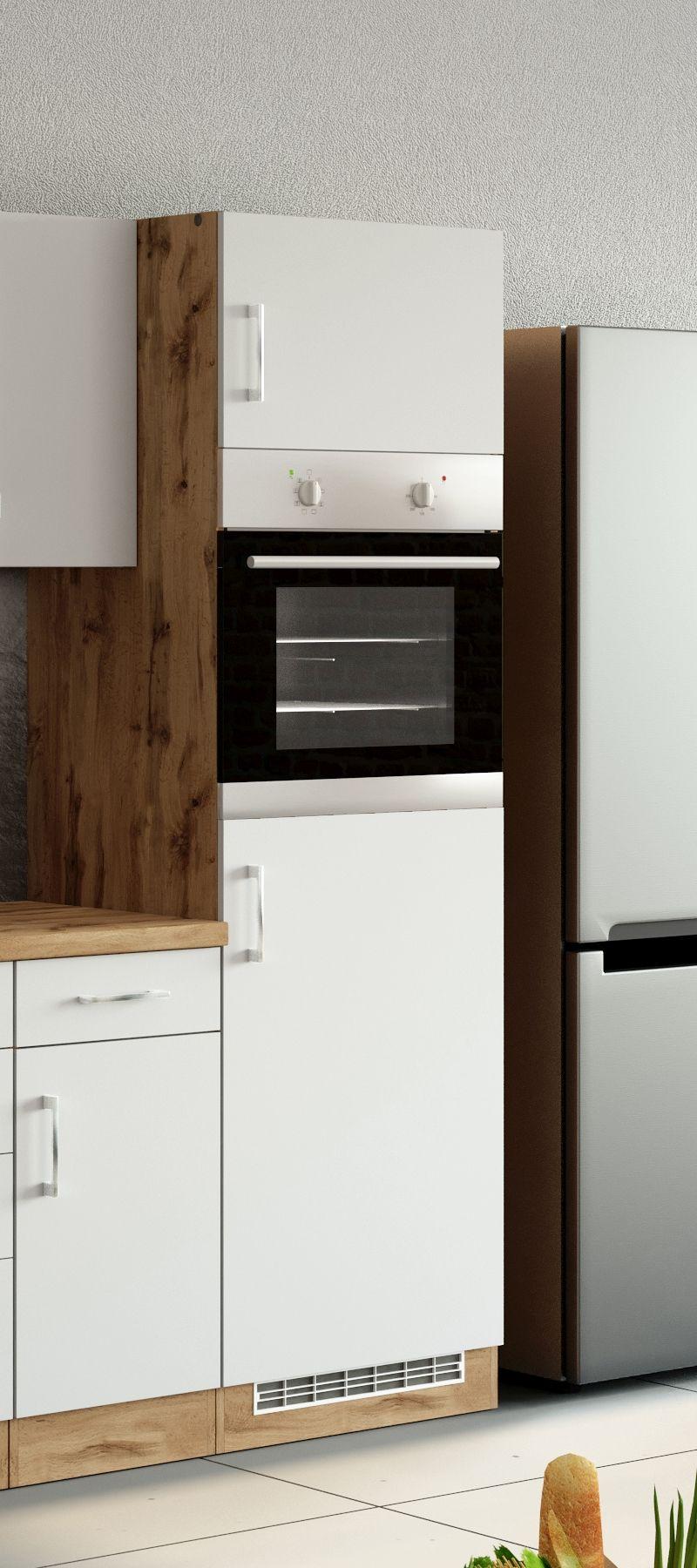 Held Backofen-/Kühlschrank Umbauschrank ca. 60 cm Weiß - Chromfarben/Weiß, MODERN, Holzwerkstoff/Metall (60/200/60cm) - Held