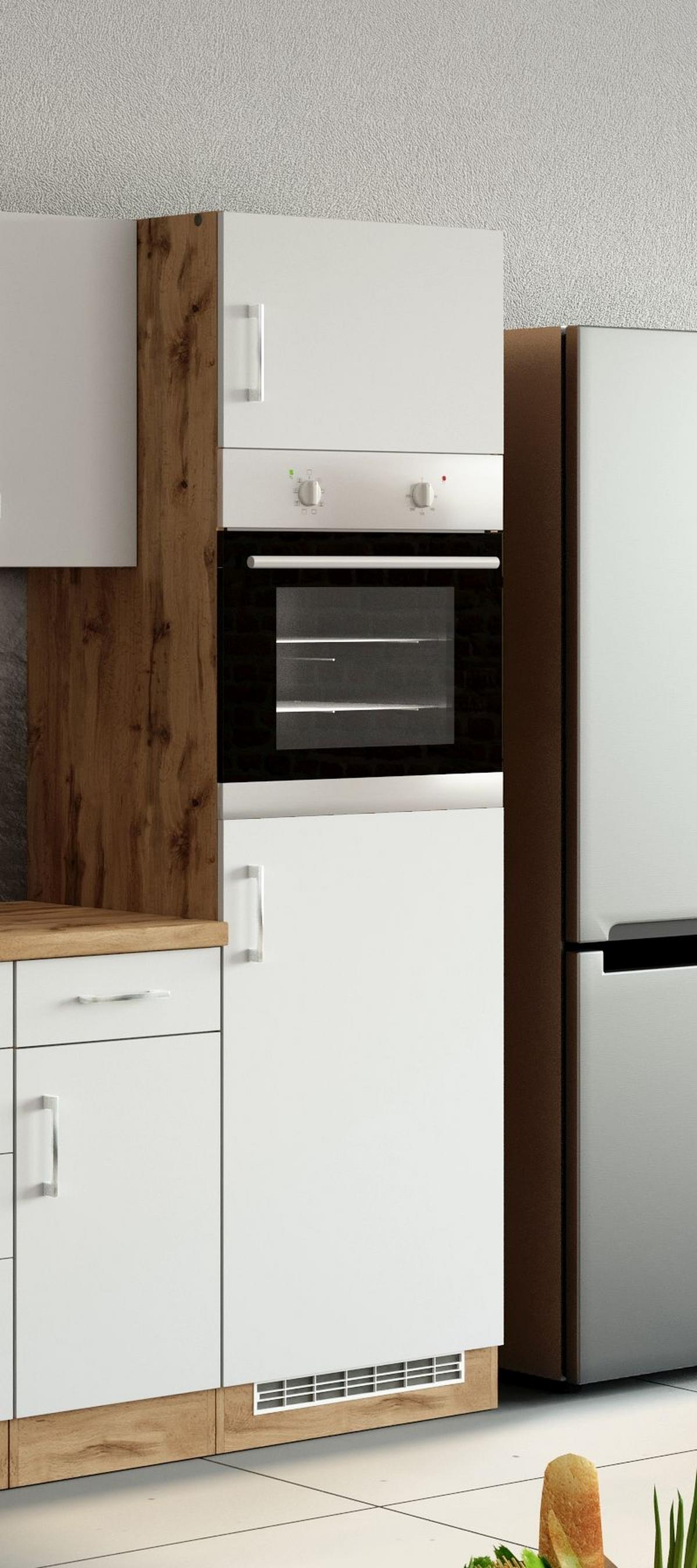 Held Backofen-/Kühlschrank Umbauschrank ca. 60 cm Weiß - Chromfarben/Weiß, MODERN, Holzwerkstoff/Metall (60/200/60cm) - Held