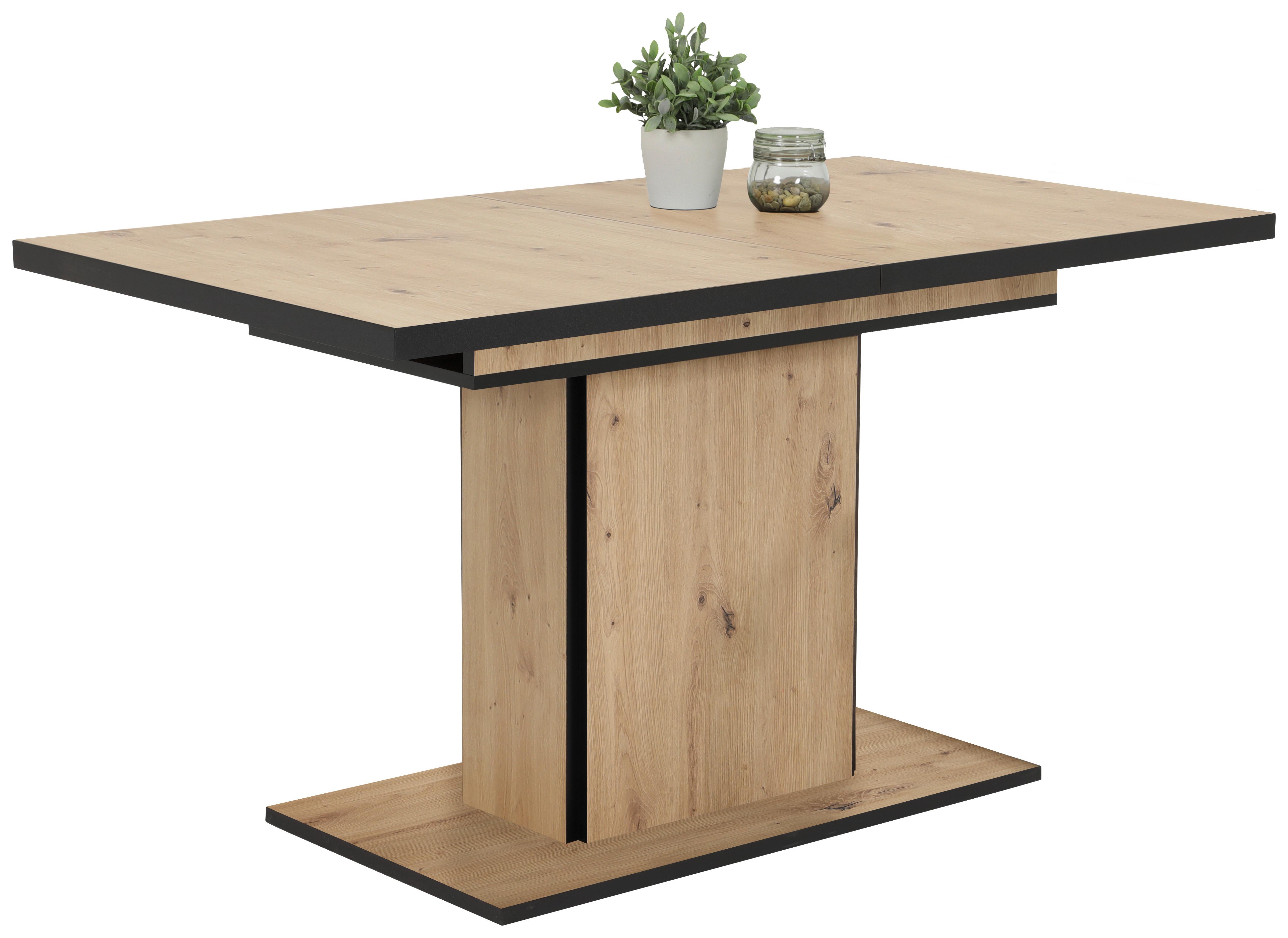 STÓŁ DO JADALNI ARIANA T - czarny/dąb artisan, Konventionell, materiał drewnopochodny (120-160/80/76cm) - Carryhome