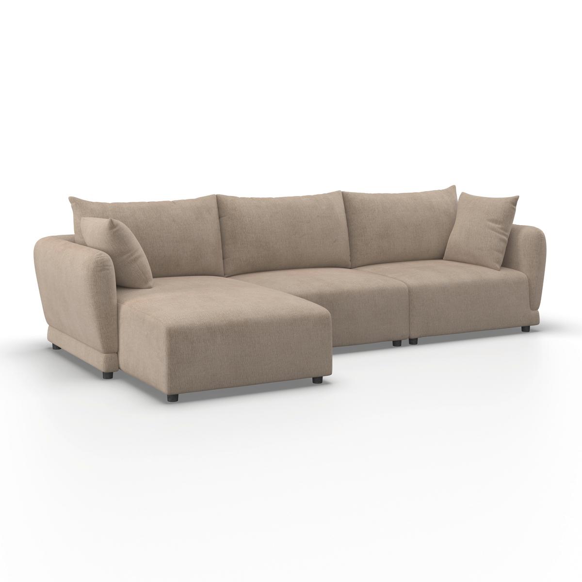 Wohnlandschaft Nicole Greige Chenille - Greige/Schwarz, MODERN, Holz/Kunststoff (162/87/306cm) - Bessagi Home