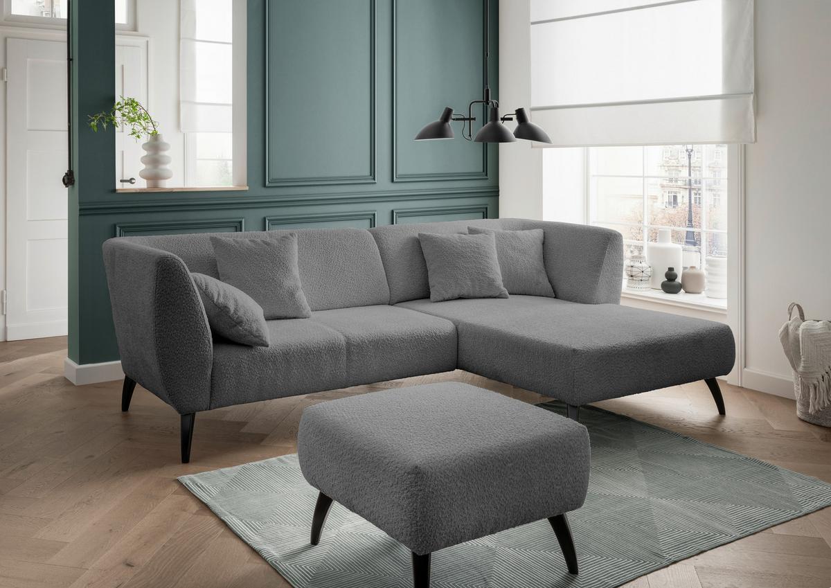 Wohnlandschaft Colori Anthrazit Bouclé - Anthrazit/Schwarz, MODERN, Holz/Textil (264/160cm) - MID.YOU