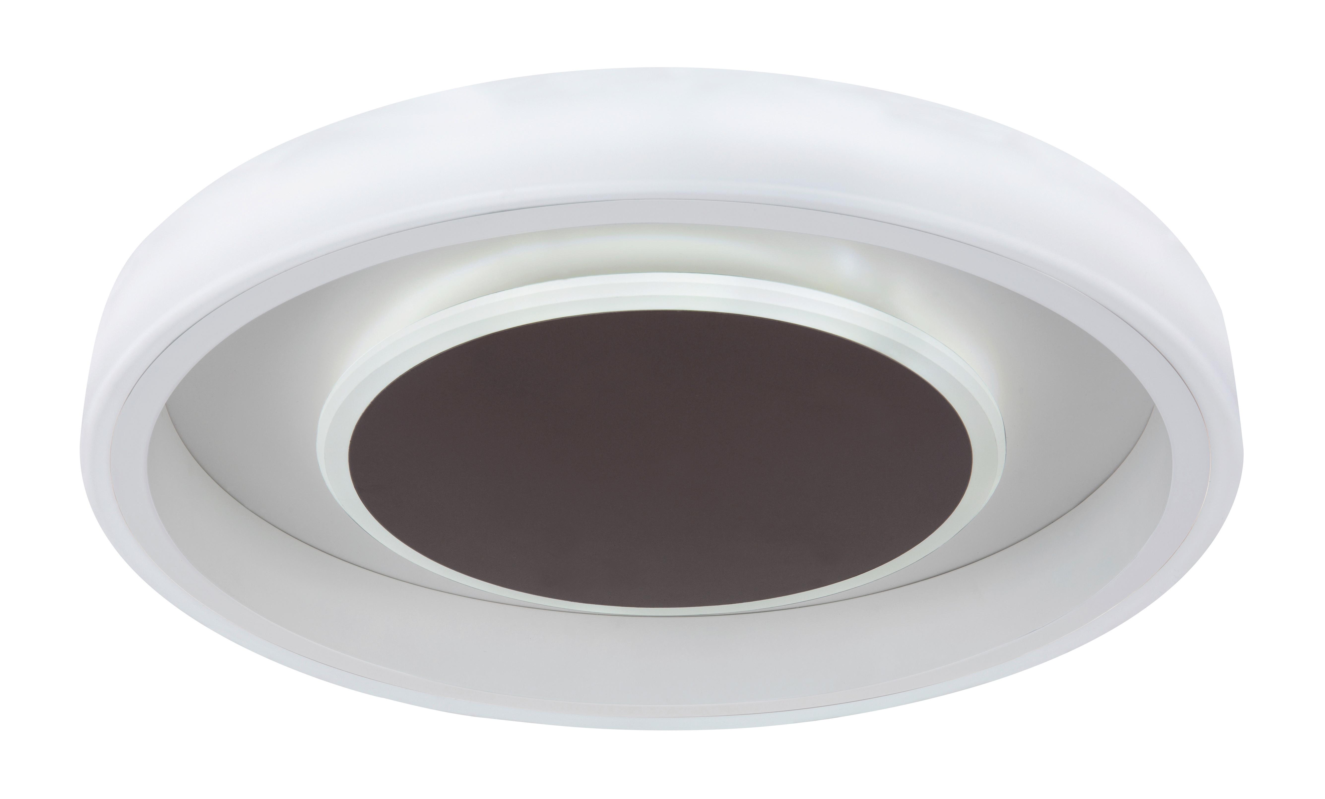 Deckenleuchte Goffi in Weiß max. 40 Watt - Opal/Braun, KONVENTIONELL, Kunststoff/Metall (50/9cm) - Globo