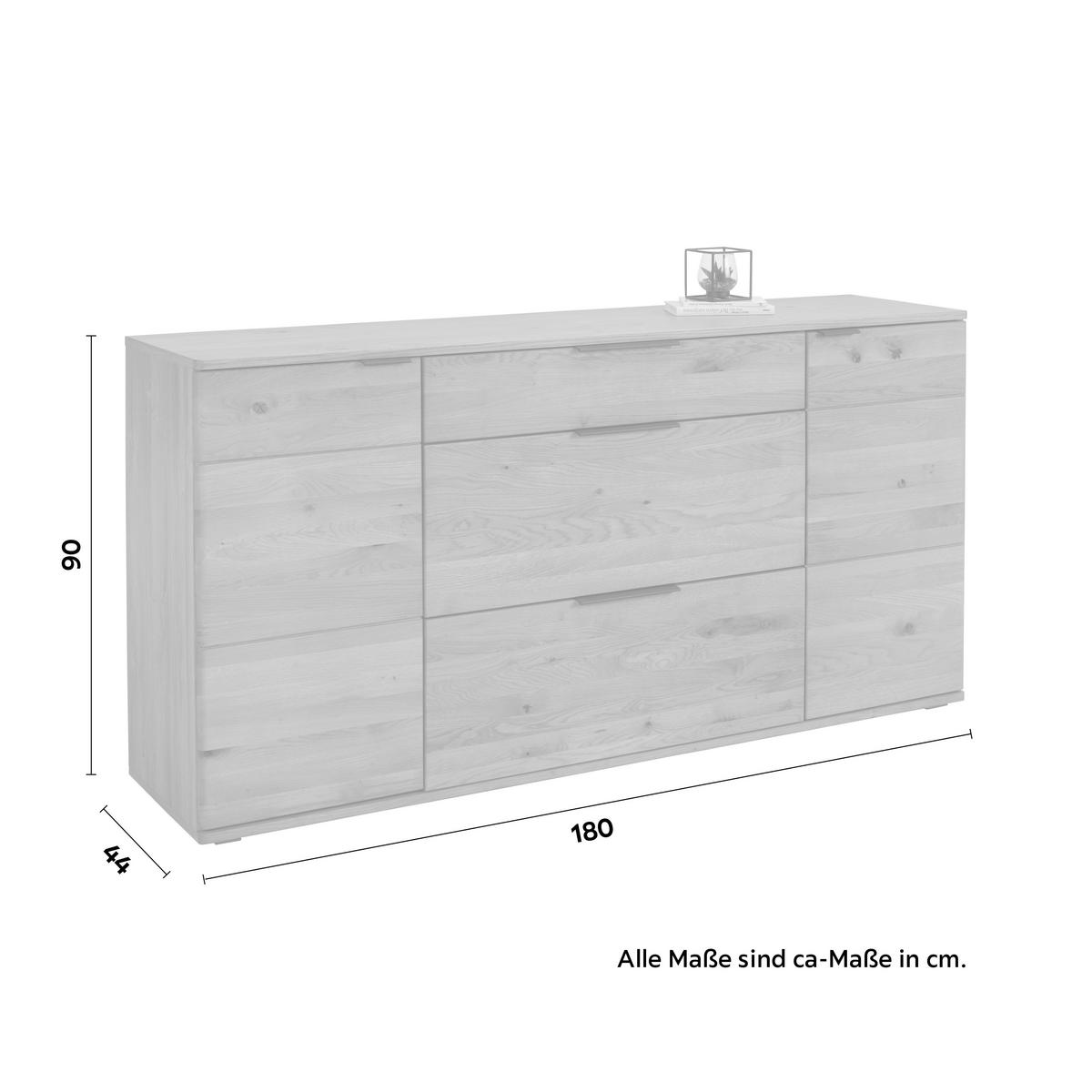 Sideboard Valera in Wildeiche - Wildeiche/Schwarz, KONVENTIONELL, Holz/Holzwerkstoff (180/90/44cm) - Premium Living