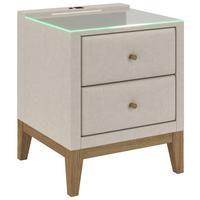 Nachtkästchen Elena Creme - Creme, KONVENTIONELL, Glas/Holz (48/68/45cm) - Sembella