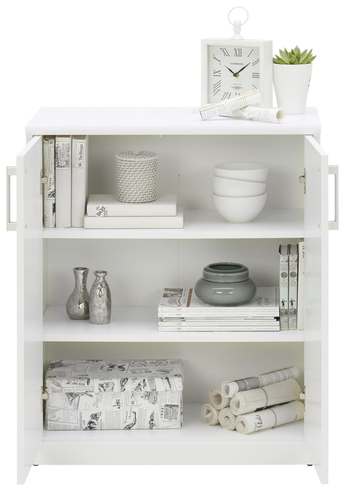 KOMODA EASY - kolor srebrny/biały, Basics, materiał drewnopochodny/tworzywo sztuczne (72,0/84,0/36,0cm) - Xora