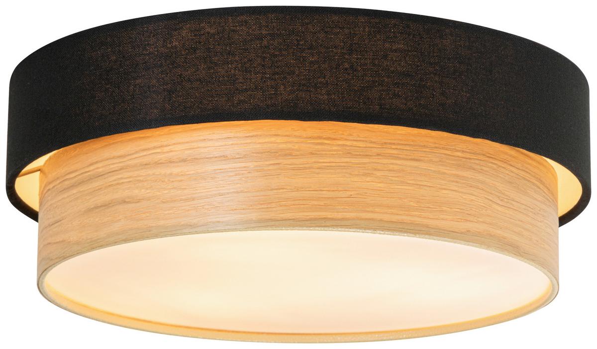 LAMPA SUFITOWA IRINA - kolor dębowy/czarny, Design, tworzywo sztuczne/metal (37/14cm) - Novel