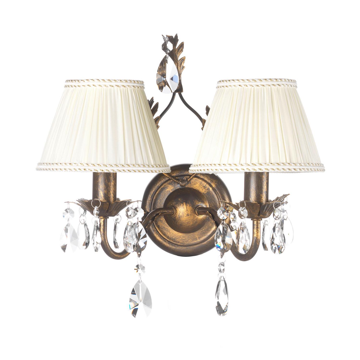 Wandleuchte Karen Bronzefarben max. 6 Watt - Bronzefarben, KONVENTIONELL, Glas/Textil (34/24/30cm)