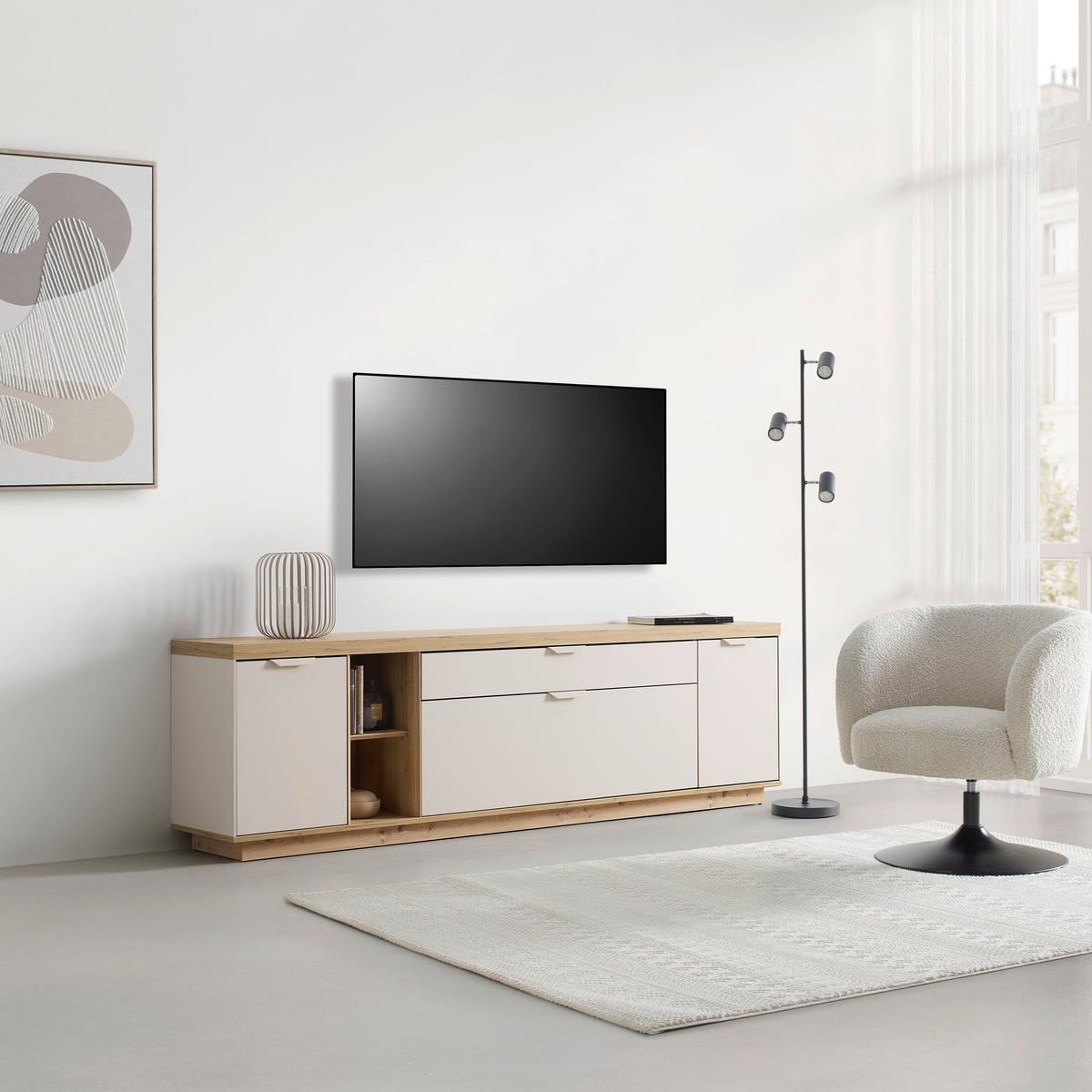 TV-Element Jake Eiche Artisan/Kaschmir - Kaschmir/Eiche Artisan, MODERN, Holzwerkstoff/Kunststoff (213/62/38cm) - Mömax