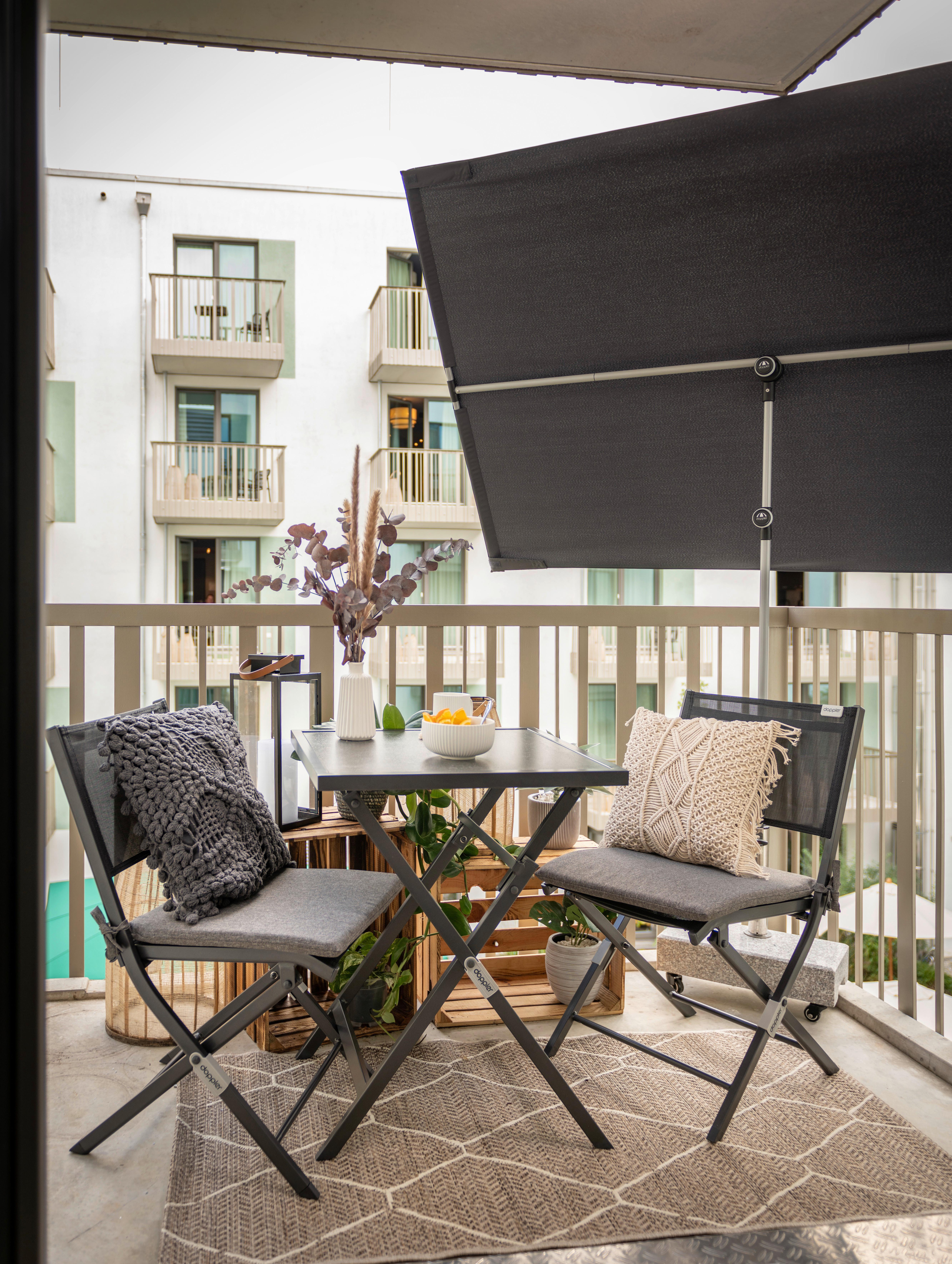 Sonnenschirm Active Balkonblende ca. 130x180cm - Anthrazit/Alufarben, Design, Textil/Metall (130/180cm) - KNIRPS