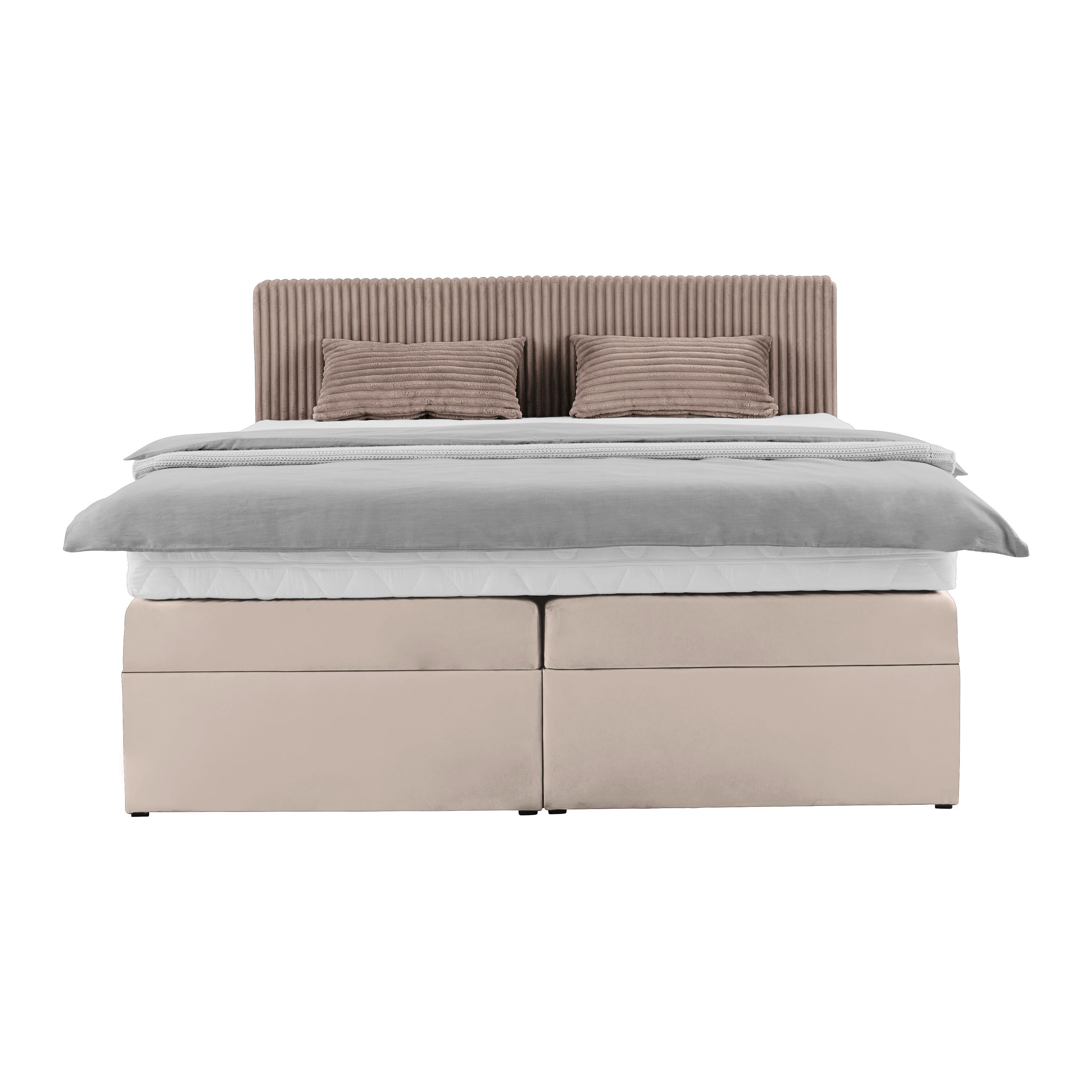 Boxspringbett Rossa in Braun ca. 160x200cm - Schwarz/Braun, KONVENTIONELL, Holzwerkstoff/Kunststoff (160/200cm) - Mömax