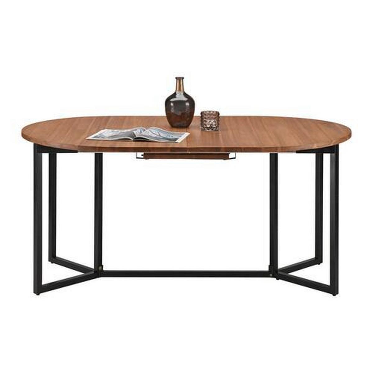 Raztegljiva Jedilna Miza Samuel, Akacija - črna/barve akacije, Moderno, kovina/les (160-200/100/75cm) - Bessagi Home