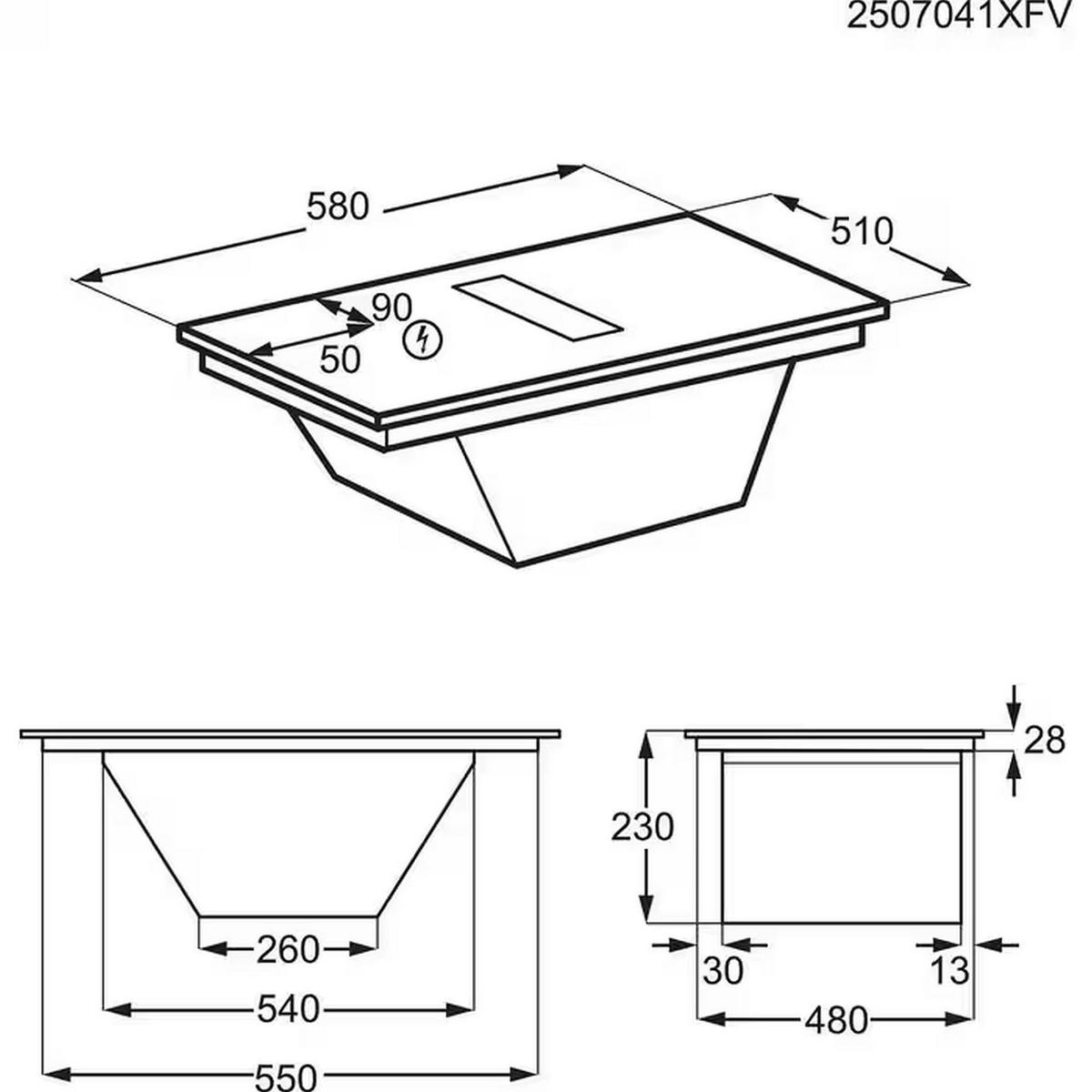 Kochfeld-Dunstabzug-Kombi XUB6643IT Schwarz - Schwarz, MODERN, Glas (58/22,5/51cm) - AEG