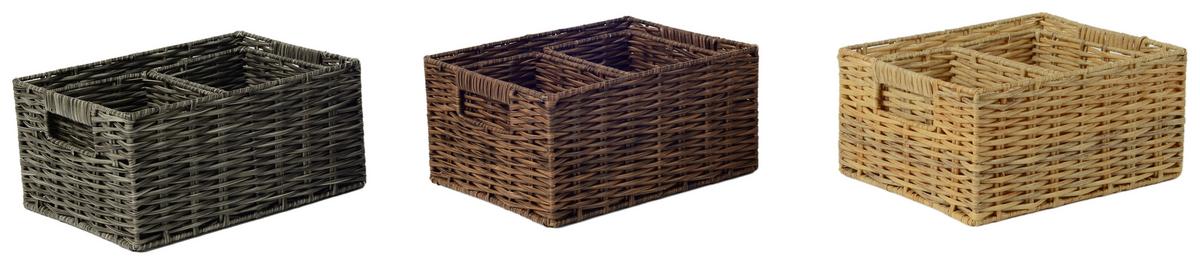 Set de coșuri Nicole - maro/culoare natur, plastic/metal - Mömax